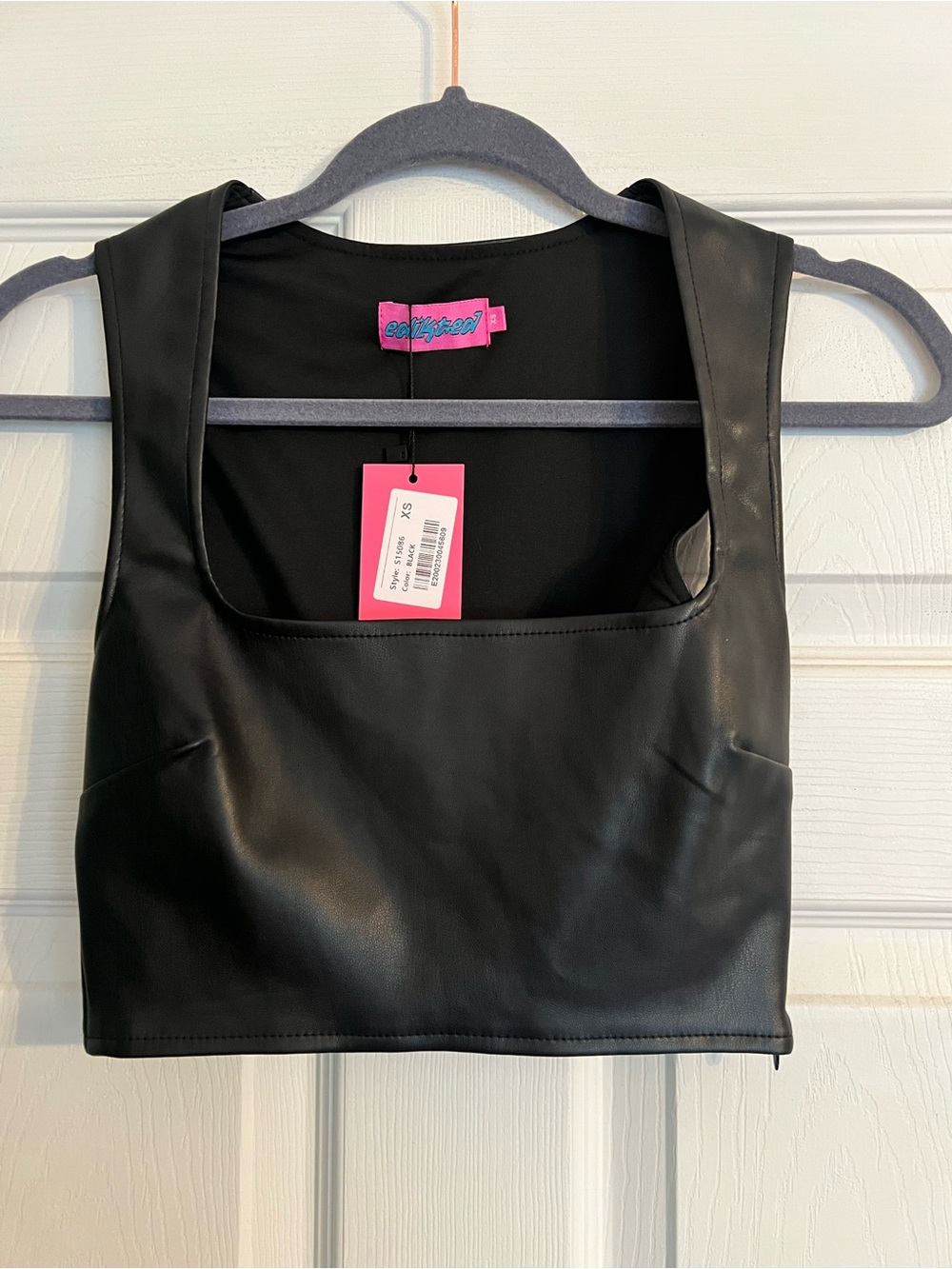 Edikted Black Faux Leather Tank Top — Woman’s XS — NWT